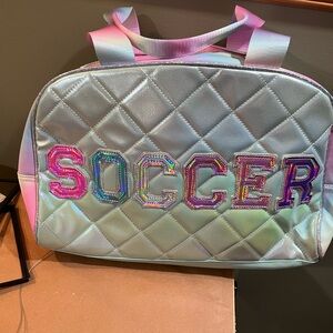 Girl’s Quilted Soccer Bag with Iridescent Letters